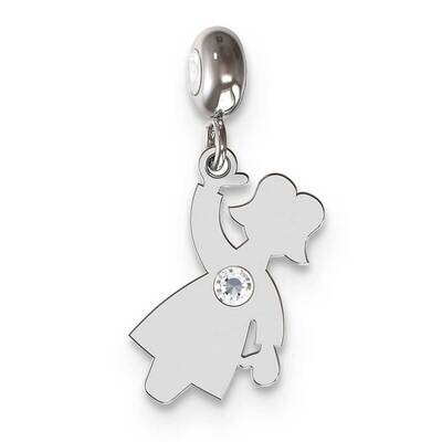 Memi Girl Charm Sterling Silver Rhodium-plated ME184-SS, MPN: ME184-SS,
