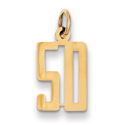 Number 50 Charm 14k Gold Small Polished Elongated LES50, MPN: LES50, 883957837994