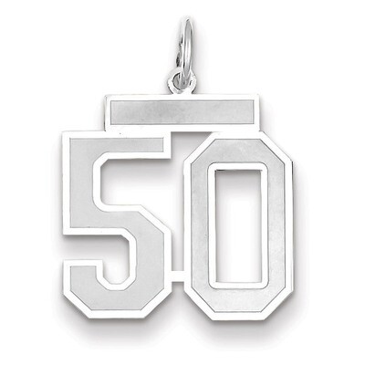 Number 50 Charm Medium Satin 14k white Gold WSM50, MPN: WSM50, 883957077567
