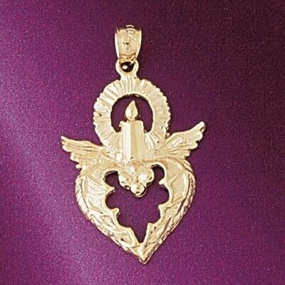 Dazzlers Jewelry Christmas Candle Pendant Necklace Charm Bracelet in Yellow, White or Rose Gold 553…