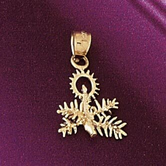 Dazzlers Jewelry Christmas Candle Pendant Necklace Charm Bracelet in Yellow, White or Rose Gold 553…