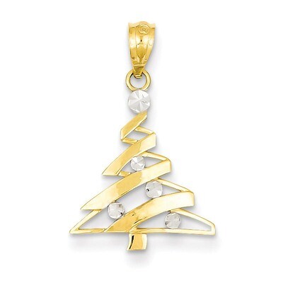 Christmas Tree Pendant 14K Gold &amp; Rhodium YC933, MPN: YC933, 883957145457