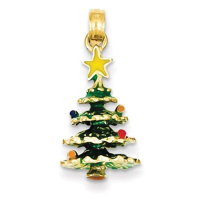 Enameled Christmas Tree Pendant 14k Gold YC935, MPN: YC935, 637218127221