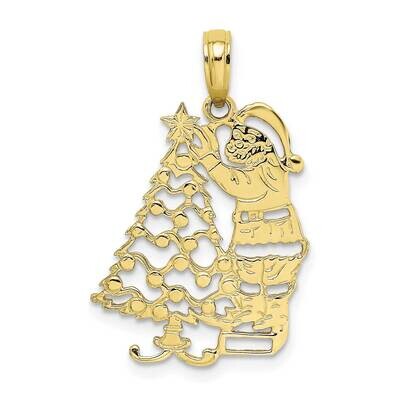 Christmas Tree Santa Pendant 10k Gold Polished 10D1119, MPN: 10D1119,