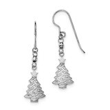 Christmas Tree Dangle Earrings Sterling Silver Rhodium Plated QE11964, MPN: QE11964, 191101228551