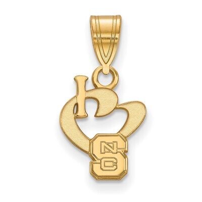 North Carolina State University Small I love Logo Pendant Gold-plated Silver GP019NCS, MPN: GP019NC…