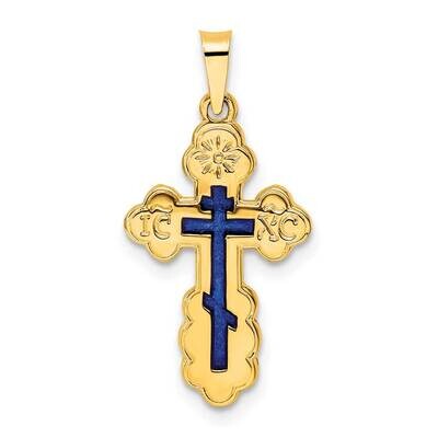 Eastern Orthodox Blue Enamel Solid Cross Pendant 14k Gold Polished XR2022, MPN: XR2022, 883957437491