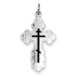 Eastern Orthodox Blue Enamel Cross Pendant Sterling Silver QC3372, MPN: QC3372, 883957554242