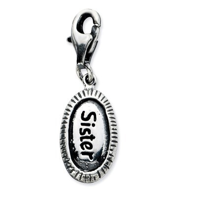 Antiqued SISTER Charm Sterling Silver QCC693 by Amore La Vita, MPN: QCC693, 886774074726