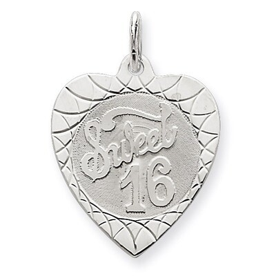 Sweet Sixteen Heart Disc Charm Sterling Silver QC2461, MPN: QC2461, 191101181405