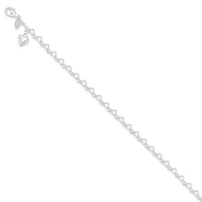 Heart-link with Heart Charm Anklet Sterling Silver QG3549-10, MPN: QG3549-10, 191101072710