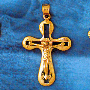 Dazzlers Jewelry Cross with Jesus Figurine Pendant Necklace Charm Bracelet in Yellow, White or Rose…