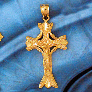 Dazzlers Jewelry Cross with Jesus Figurine Pendant Necklace Charm Bracelet in Yellow, White or Rose…