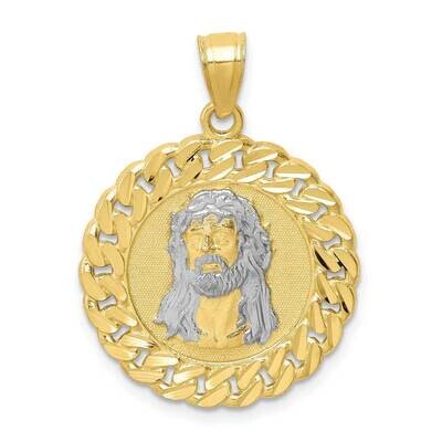 Diamond-cut with Rhodium Jesus Face Pendant 10k Gold 10C1460, MPN: 10C1460,