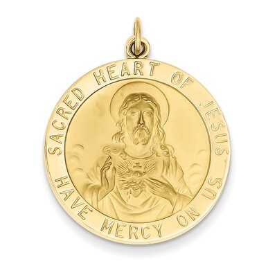Sacred Heart of Jesus Medal Pendant 14k Gold XAC221, MPN: XAC221, 883957444567
