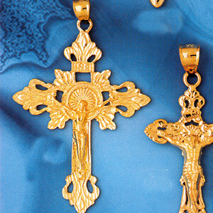 Dazzlers Jewelry Cross with Jesus Figurine Pendant Necklace Charm Bracelet in Yellow, White or Rose…