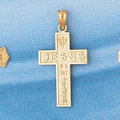 Dazzlers Jewelry Jesus Cross Pendant Necklace Charm Bracelet in Yellow, White or Rose Gold 7715, MP…