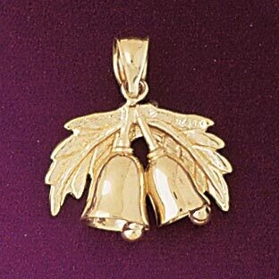 Dazzlers Jewelry Christmas Bell Pendant Necklace Charm Bracelet in Yellow, White or Rose Gold 5540,…