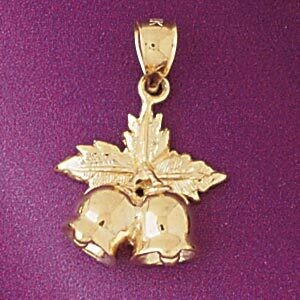 Dazzlers Jewelry Christmas Bell Pendant Necklace Charm Bracelet in Yellow, White or Rose Gold 5539,…