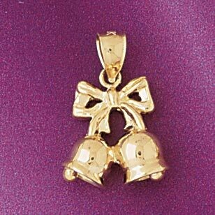 Dazzlers Jewelry Christmas Bell Pendant Necklace Charm Bracelet in Yellow, White or Rose Gold 5538,…