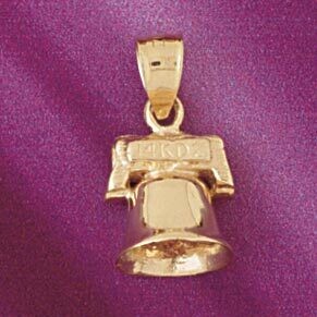 Dazzlers Jewelry Christmas Bell Pendant Necklace Charm Bracelet in Yellow, White or Rose Gold 5509,…