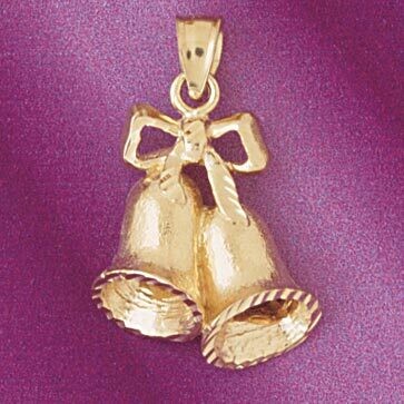 Dazzlers Jewelry Christmas Bell Pendant Necklace Charm Bracelet in Yellow, White or Rose Gold 5507,…
