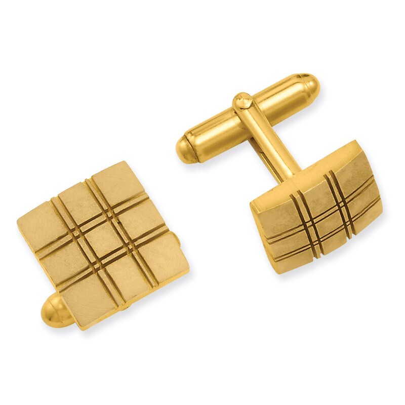 Kelly Waters Square Double Lines Cufflinks Gold-plated KW593