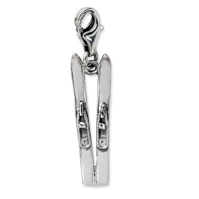 Antiqued Skis Charm Sterling Silver QCC676 by Amore La Vita, MPN: QCC676, 886774074559