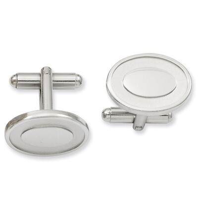 Kelly Waters Oval with Engravable Area Cufflinks Rhodium-plated KW607, MPN: KW607,