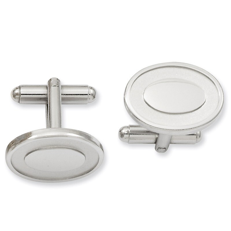 Kelly Waters Oval with Engravable Area Cufflinks Rhodium-plated KW607