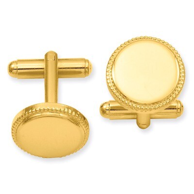Kelly Waters Beaded Round Cufflinks Gold-plated Polished KW584, MPN: KW584,