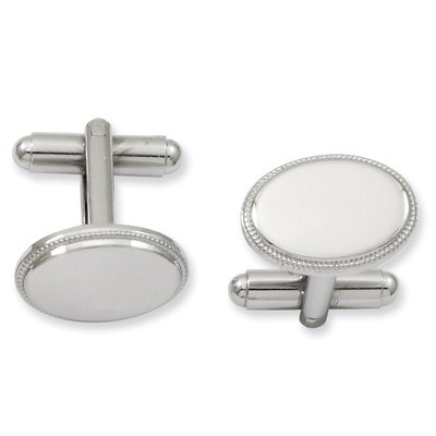 Kelly Waters Oval Beaded Cufflinks Rhodium-plated KW605, MPN: KW605, 886774644806