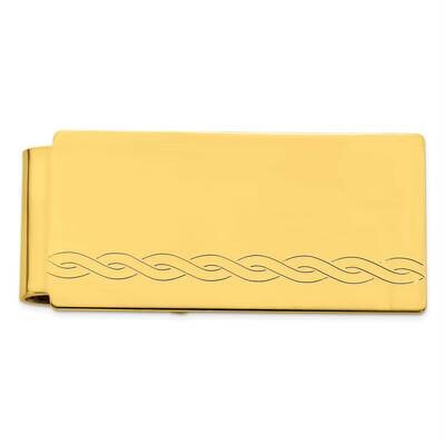 Gold-Plated Kelly Waters Hinged Patterned Money Clip KW757, MPN: KW757,