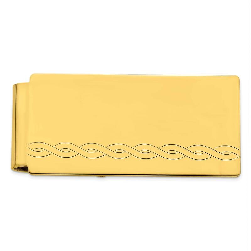 Gold-Plated Kelly Waters Hinged Patterned Money Clip KW757