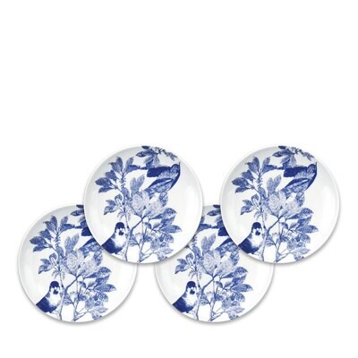 Caskata Arbor Birds Canape Plates Set of 4 Blue CAN-133, MPN: CAN-133, 817325016582
