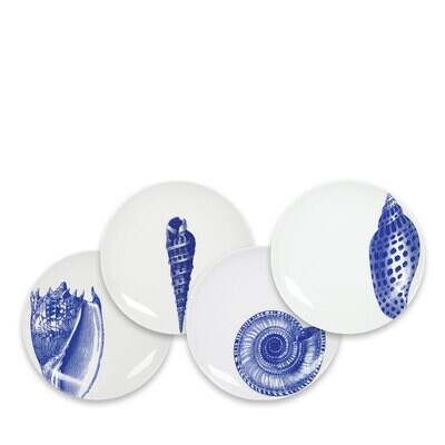 Caskata Shells Canape Plates Mixed Set of 4 Blue CAN-123, MPN: CAN-123, 817325012898