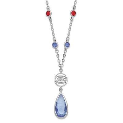 NHL Montreal Canadiens Silver-tone Crystal Drop with 3 ext Necklace CAN065N-CR