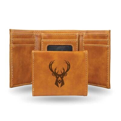 NBA Milwaukee Bucks Brown Faux Leather Trifold Wallet GC7717, MPN: GC7717, 767345898852