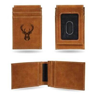 NBA Milwaukee Bucks Brown Faux Leather Front Pocket Wallet GC7471, MPN: GC7471, 767345894908