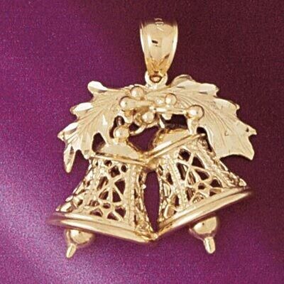 Dazzlers Jewelry Christmas Bell Pendant Necklace Charm Bracelet in Yellow, White or Rose Gold 5504,…