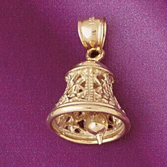 Dazzlers Jewelry Christmas Bell Pendant Necklace Charm Bracelet in Yellow, White or Rose Gold 5501,…