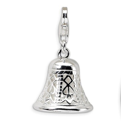 Polished Movable Bell Charm Sterling Silver QCC154 by Amore La Vita, MPN: QCC154, 883957331119