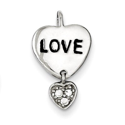 Love Diamond Heart Pendant Sterling Silver QP1245, MPN: QP1245, 191101279584