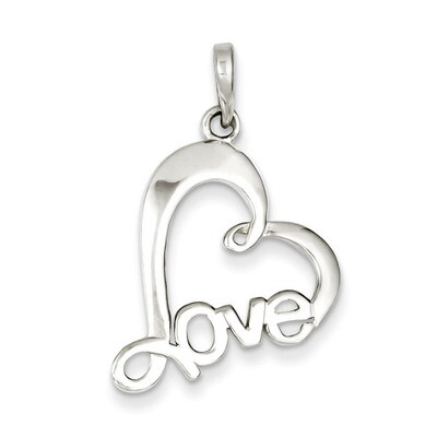 Love Heart Pendant Sterling Silver Polished QP2808, MPN: QP2808, 883957308098