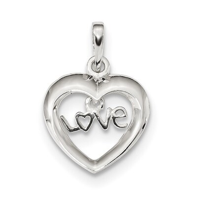 Love Heart Pendant Sterling Silver Polished QC9207, MPN: QC9207, 886774095844