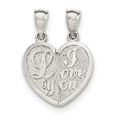 Mini I Love You Break Apart Heart Pendant Sterling Silver Polished QC8106, MPN: QC8106, 191101358876