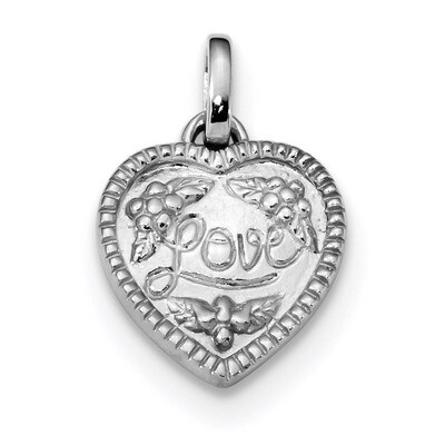 Love Heart Pendant Sterling Silver Rhodium-plated Polished QC9186, MPN: QC9186,