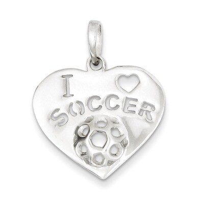 I Love Soccer Heart Pendant Sterling Silver Polished QC7796, MPN: QC7796, 883957138534