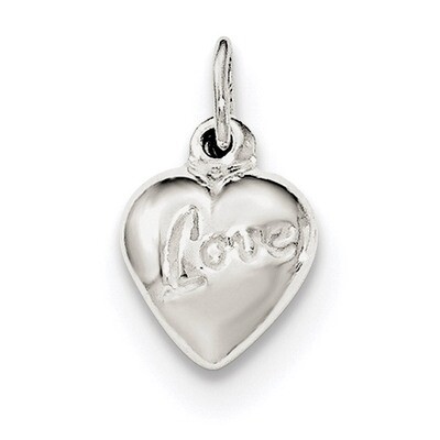 LOVE Reversible Puff Heart Charm Sterling Silver Polished QC8093, MPN: QC8093, 191101458460
