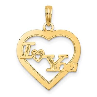 I Heart You In Heart Frame Charm 14k Gold C2948, MPN: C2948,